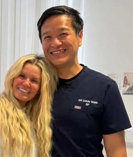 Kerry Katona with Dr Chun Tang after her bowel cancer screening